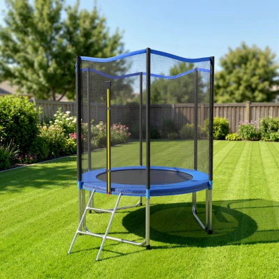 SPORTNOW Trampoline Enfant Ø183cm Extérieur Filet Sécurité Bleu