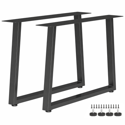 HOMCOM Set 2 Gambe per Tavolo Trapezoidali in Acciaio, Nero