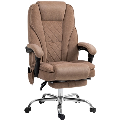 Vinsetto Ergonomische bureaustoel met massagefunctie, draaibaar, met voetensteun, bruin
