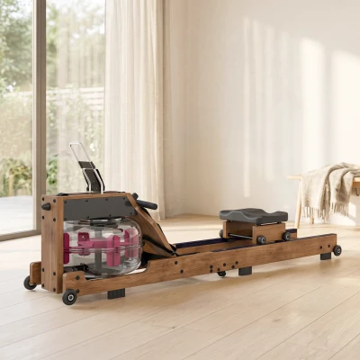 SPORTNOW Rameur Bois Pliable Bluetooth Doubles Rails LCD 158kg