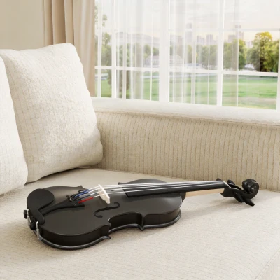 HOMCOM Violon 4/4 Bois Noir avec Housse et Accessoires