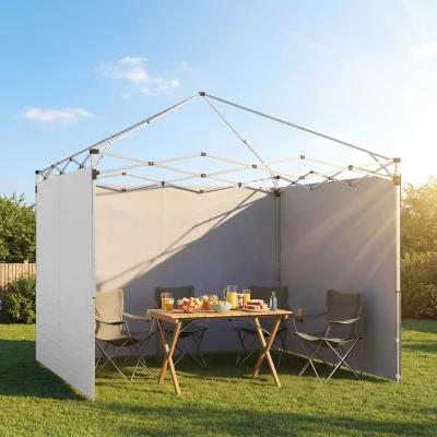 Outsunny Parois Latérales 3x3m Tissu Oxford Blanc avec Zip