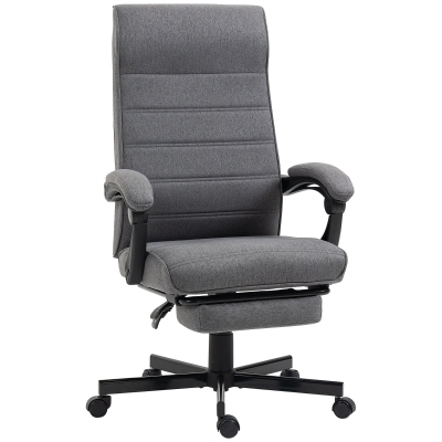 Vinsetto Cadeira de Escritório Giratória Reclinável com Altura Ajustável e Apoio para os Pés Retrátil 68x67x106-114 cm Cinza