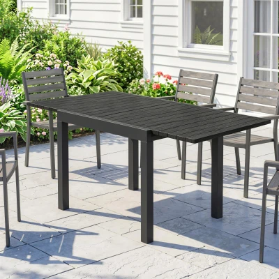 Outsunny Table Extensible Jardin/Repas 160x80cm Noir