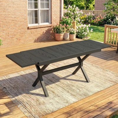 Outsunny Table Extensible Aluminium 8-10 Pers. Effet Bois Gris