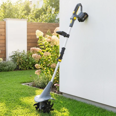 Outsunny Motoculteur Électrique 18V 20cm avec 2 Batteries Gris