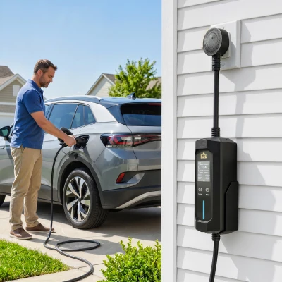 HOMCOM EV Charger Type 2 to 3 Pin Plug, 10 m, 2.8 kW, 6-13 A, Electric Car Charger Type 2 Charging Cable w/ 1-12 h Time Delay