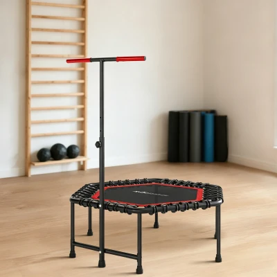 SPORTNOW Trampoline Fitness 114cm Poignée Réglable Rouge