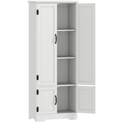 HOMCOM Buffet Cuisine Blanc 2 Placards 3 Étagères MDF