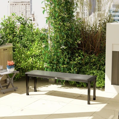 Outsunny Banc de Jardin 2 Places Lattes Bois Cadre Acier Gris