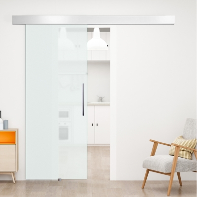 HOMCOM glazen schuifdeur schuifdeur deur kamerdeur glas handgreep gesatineerd 2050 x 900 x 8 mm