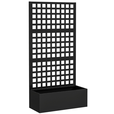 Outsunny Jardinière Treillis Acier Noir 89x40x178cm