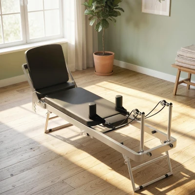 SPORTNOW Reformer Pilates Pliable Acier Blanc 195x56x88cm