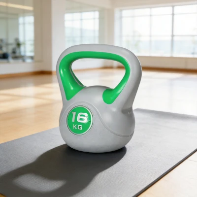 SPORTNOW Kettlebell 16kg PU Sable Entraînement Force Vert/Gris