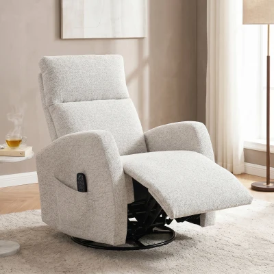 HOMCOM Fauteuil Massage Inclinable Pivotant 360° Chenille Crème