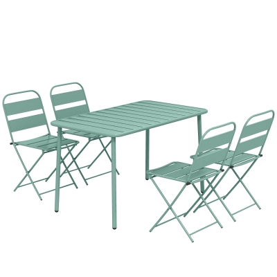 Outsunny Ensemble Jardin 5 Pièces Plateau Lattes Chaises Pliantes Vert