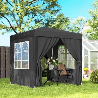 Outsunny Tonnelle de jardin extérieure tonnelle pliante pop-up réglable en hauteur protection UV 2 x 2 m noir