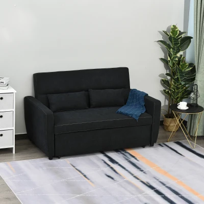 HOMCOM Slaapbank chaise longue slaapbank 2-zits bankstel in stof donkergrijs