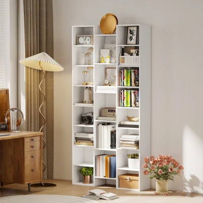 HOMCOM Bibliothèque Moderne 181cm 21 Cubes 10 Étagères Blanc