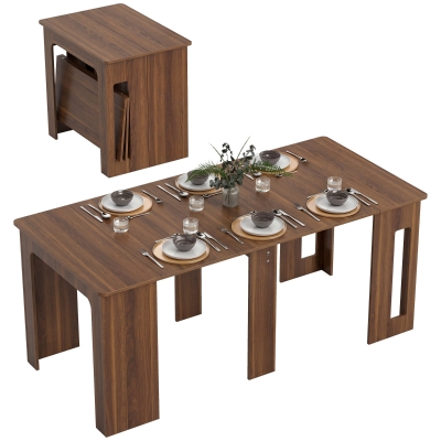 HOMCOM Uitklapbare Uitschuifbare Eettafel - Mobiele Eettafel - Modern Ontwerp - 180cm x 85cm x 75cm - Bruin