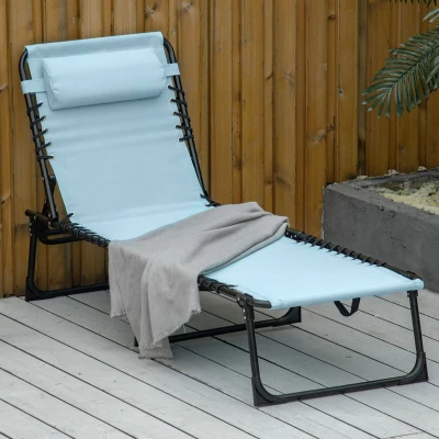 Outsunny Ligstoel, Opvouwbaar, Ademend Textiel, Metalen Frame, 189 x 58 x 30 cm, Blauwgroen