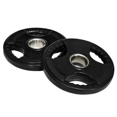 SPORTNOW Disques 2x5kg Caoutchouc Noir Ø50mm 3 Poignées