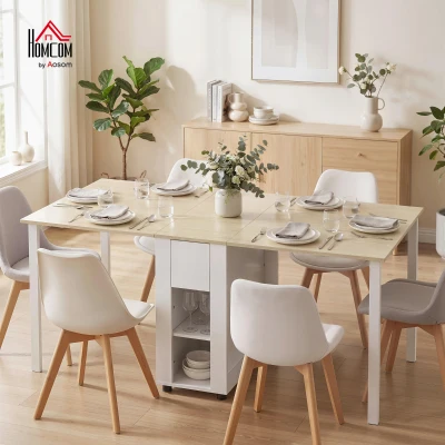 HOMCOM Table Pliante 6 Personnes 168cm avec Tiroirs Rangement