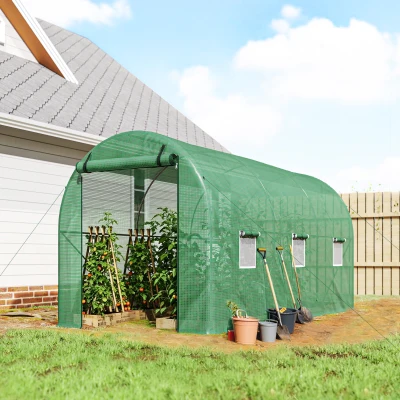 Outsunny Tunnelserre kas kweekkas tomatenkas met raam gaasplastic