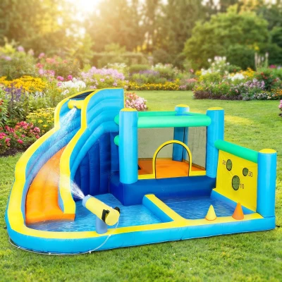AIYAPLAY Château Gonflable 9-en-1 avec Souffleur Multicolore
