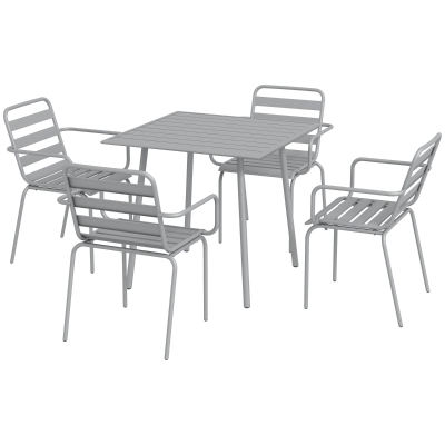 Outsunny 5-delige tuinzitgroep buiten zitgroep tuinmeubelset, weerbestendig, modern design, 80 x 80 x 74 cm, grijs
