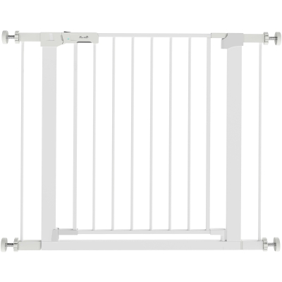 PawHut Deurhek, montage zonder boren, verstelbare breedte 76-97 cm, met één hand te openen, metaal, wit, 76 cm hoog