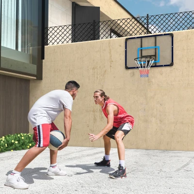 SPORTNOW basketbalhoepel, universele wandhouder, scheurbestendig net, roestvrijstalen frame, 113 x 61 x 73 cm
