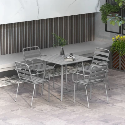 Outsunny 5-delige tuinzitgroep buiten zitgroep tuinmeubelset, weerbestendig, modern design, 80 x 80 x 74 cm, grijs