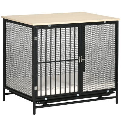 PawHut hondenkooi, dierenkooi met tafelblad, hondenhok, kennel, binnen