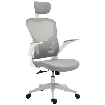 Vinsetto kantoorstoel ergonomische bureaustoel met kantelfunctie hoofdsteun grijs