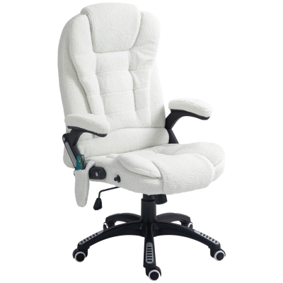 Vinsetto Bureaustoel met massagefunctie, verstelbaar in hoogte, 67 x 74 x 107-116 cm, wit