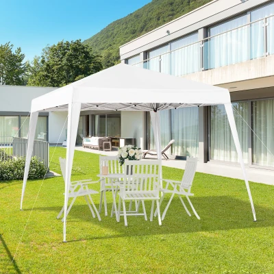 Outsunny Tonnelle Pop-up 2,4x2,4m Acier Polyester Blanc