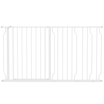 PawHut Honden-Deurafzetting, verstelbare lengte 75-145 cm, Montage zonder Boren, Staalframe, Wit