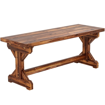 Outsunny 2-zits tuinbank weerbestendig houten zitbank met X-frame 240 kg draagvermogen 114 x 40 x 46 cm gekarboniseerd