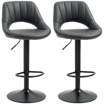 HOMCOM Barstools Set of 2 Swivel Adjustable PU Leather