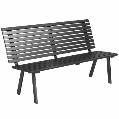 Outsunny Tuinbank 3-zits weerbestendig metaal outdoor bank met brede zitting lamellenontwerp, tot 240 kg 154 x 68 x 88 cm