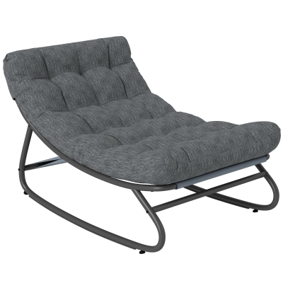 Outsunny Schommelstoel met brede textiel zitting en dik kussen, 101 x 66 x 63 cm, grijs