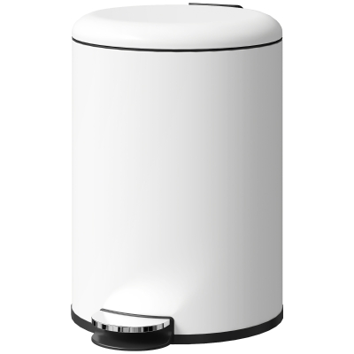 HOMCOM Prullenbak 20L, met Pedal, Binnenemmer, vingerafdrukvrij, Stil Sluiten, Crèmewit