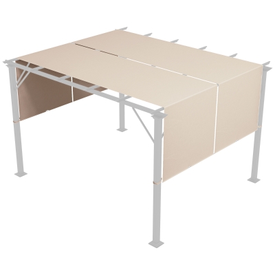 Outsunny 2 Toiles Rétractables 4,9x1,2m Pergola 3x3m Kaki UV