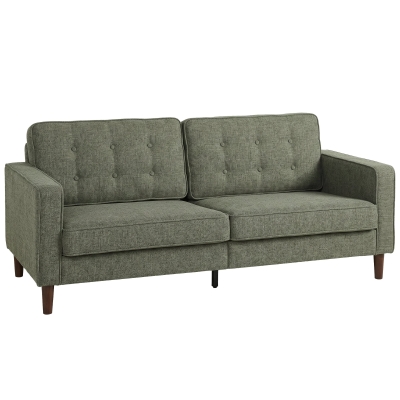 HOMCOM 3-Seater Velvet Sofa Tufted Wood Legs Living Room Green
