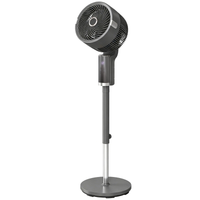 HOMCOM Standventilator Luftzirkulator Lüfter mit 8 Geschwindigkeitsstufen LED-Display Fernbedienung Timer 90° Oszillation Grau
