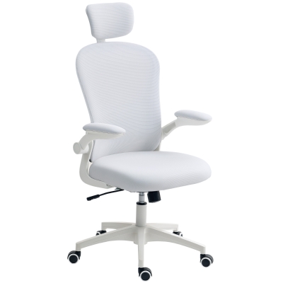 Vinsetto Cadeira de Escritório em Malha com Encosto Alto Apoio de Cabeça Ajustável Suporte Lombar 4D 62x64x120 cm Branco