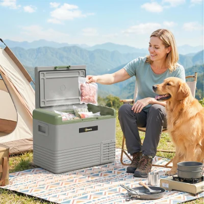 Outsunny Portable Car Refrigerator 40L Light Green/Grey