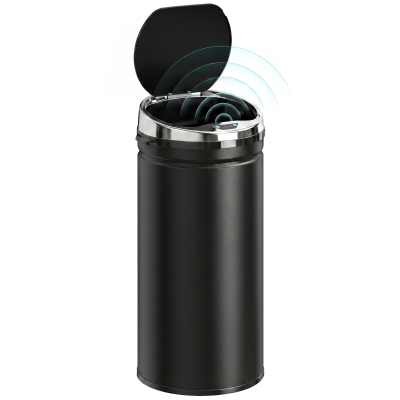 HOMCOM 42L Sensor Bin Stainless Steel Automatic Black