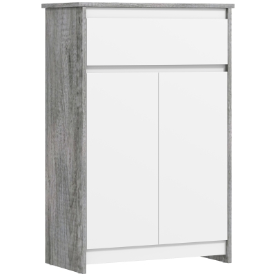 kleankin Meuble Salle de Bain Gris-Blanc Tiroir Portes Doubles